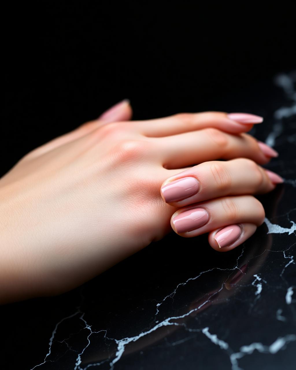 Soft pink natural gel manicure